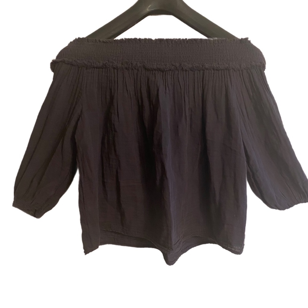 Michael Stars Black Smocked Off The Shoulder Blouse Size S - Picture 1 of 5